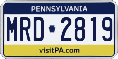 PA license plate MRD2819