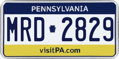 PA license plate MRD2829