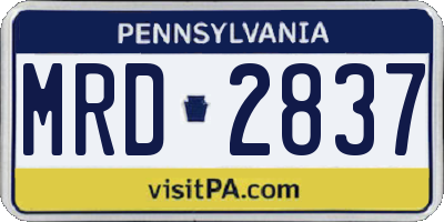 PA license plate MRD2837