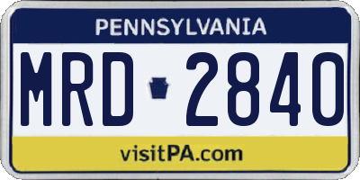PA license plate MRD2840