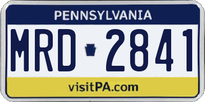 PA license plate MRD2841
