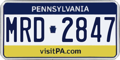 PA license plate MRD2847