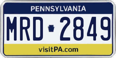 PA license plate MRD2849