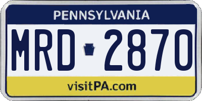 PA license plate MRD2870