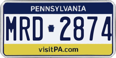 PA license plate MRD2874