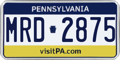 PA license plate MRD2875