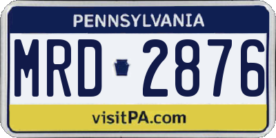 PA license plate MRD2876