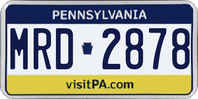 PA license plate MRD2878