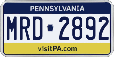 PA license plate MRD2892