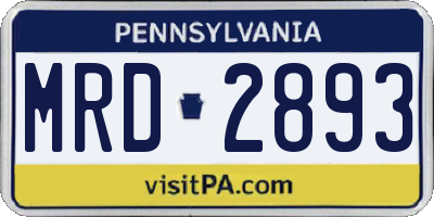 PA license plate MRD2893