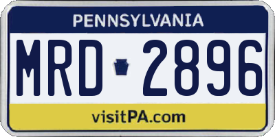 PA license plate MRD2896