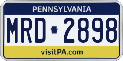 PA license plate MRD2898