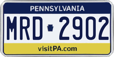 PA license plate MRD2902