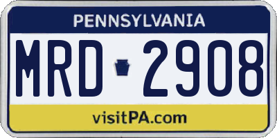 PA license plate MRD2908