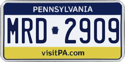 PA license plate MRD2909
