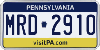 PA license plate MRD2910