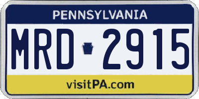 PA license plate MRD2915