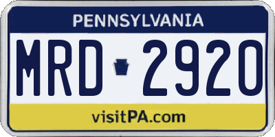 PA license plate MRD2920