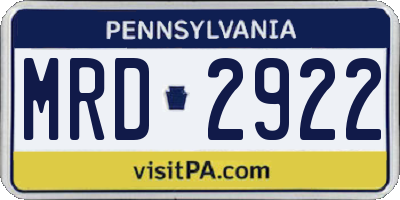 PA license plate MRD2922
