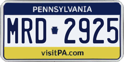 PA license plate MRD2925