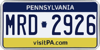 PA license plate MRD2926
