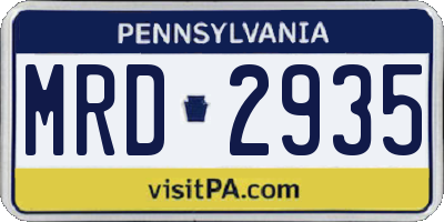 PA license plate MRD2935