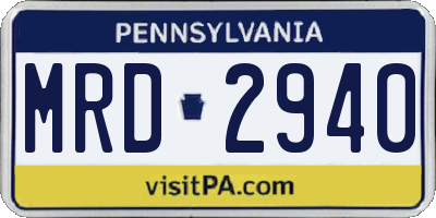 PA license plate MRD2940