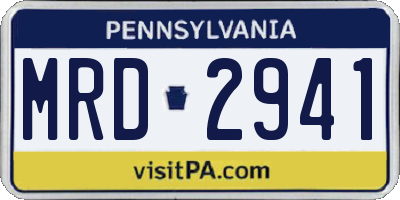 PA license plate MRD2941