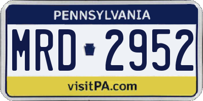 PA license plate MRD2952