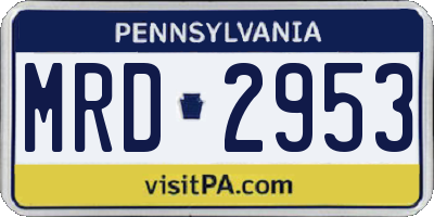 PA license plate MRD2953