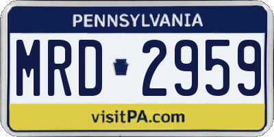 PA license plate MRD2959