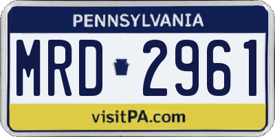 PA license plate MRD2961