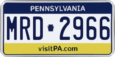 PA license plate MRD2966