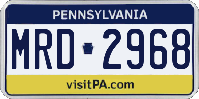 PA license plate MRD2968