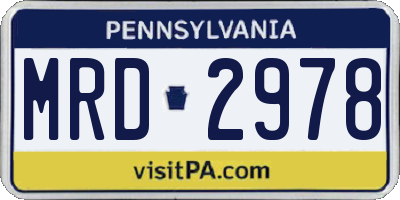 PA license plate MRD2978