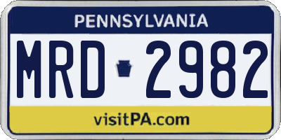 PA license plate MRD2982