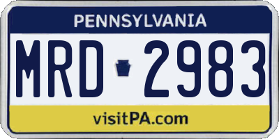 PA license plate MRD2983