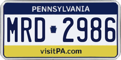 PA license plate MRD2986