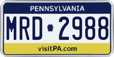 PA license plate MRD2988