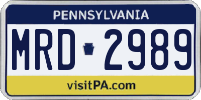 PA license plate MRD2989