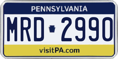 PA license plate MRD2990