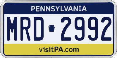 PA license plate MRD2992