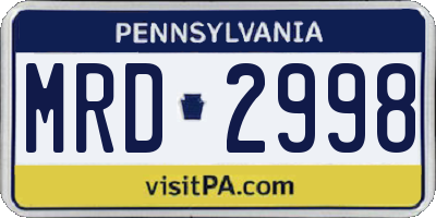 PA license plate MRD2998