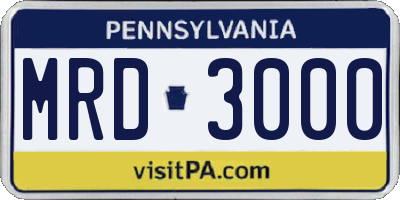 PA license plate MRD3000