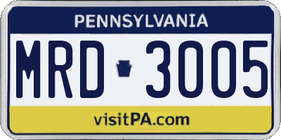 PA license plate MRD3005
