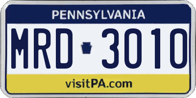 PA license plate MRD3010