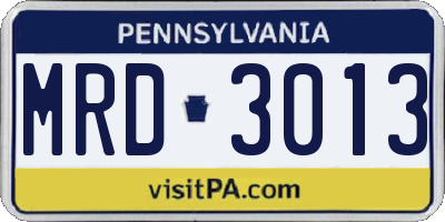 PA license plate MRD3013