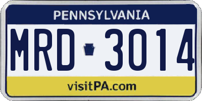 PA license plate MRD3014