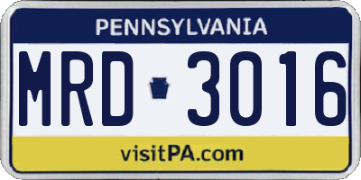 PA license plate MRD3016