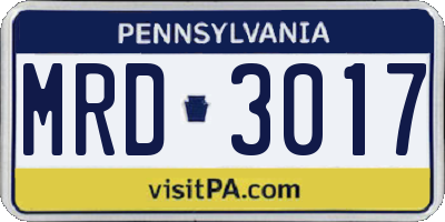 PA license plate MRD3017